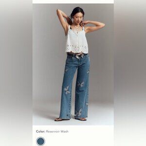 Pilcro Butterfly Low Slung Wide Leg Jeans